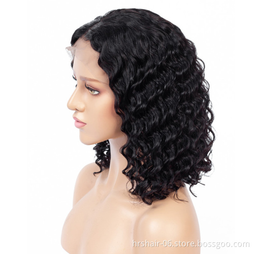 Pre Plucked Short Bob Full Lace Human Hair Wigs For Black Women Wet Wavy Lace Front Wig With Baby Hair Bleached Knots
